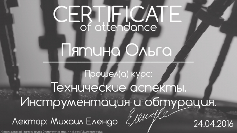 Курс - Технические аспекты. Инструментация и обтурация